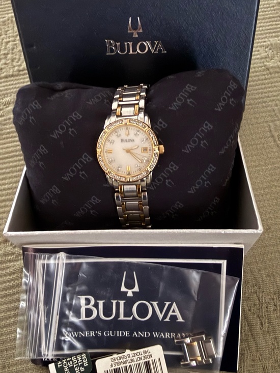 Bulova Jewelry - Bulova Women's Watch - White Mother-of-Pearl Dial Schwartz Crystals